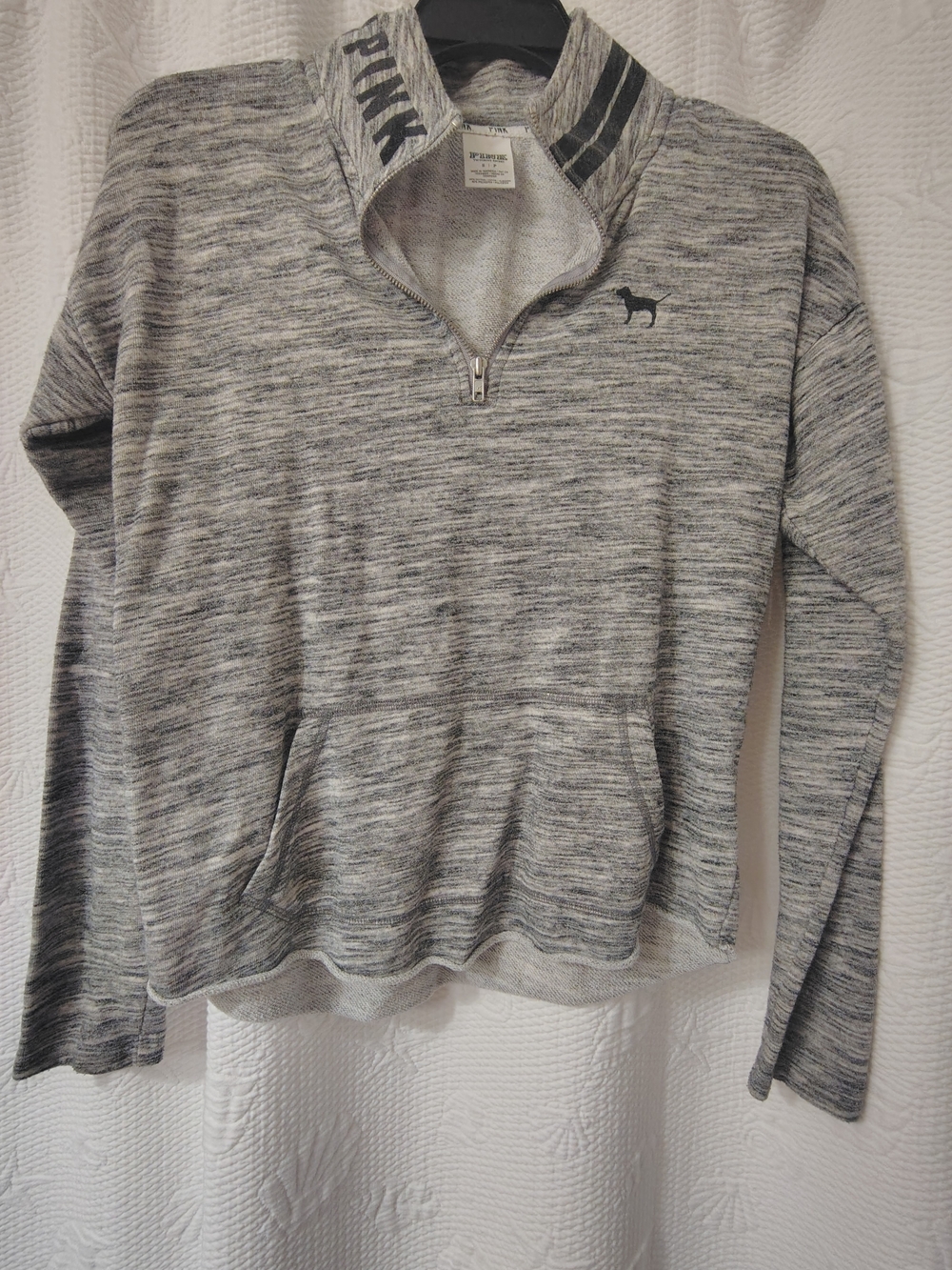 Victoria's Secret PINK Gray Marled Half-Zip Pullover